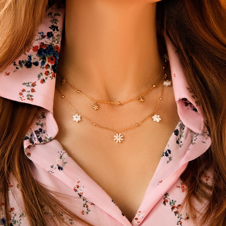 Flowers Choker mit Perlmutt Vergissmeinnicht