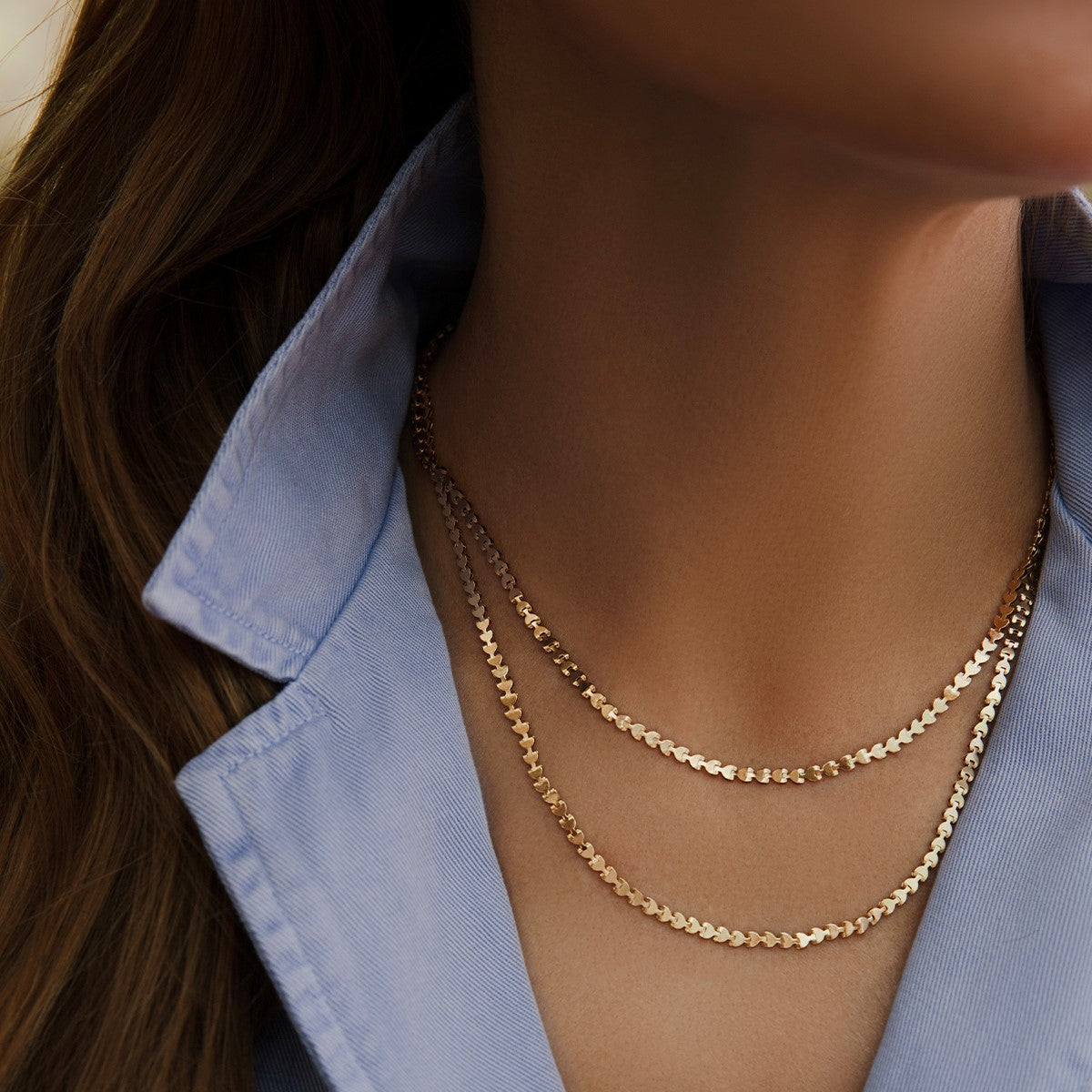 Halskette Hearts vergoldet 40 cm - Detailansicht