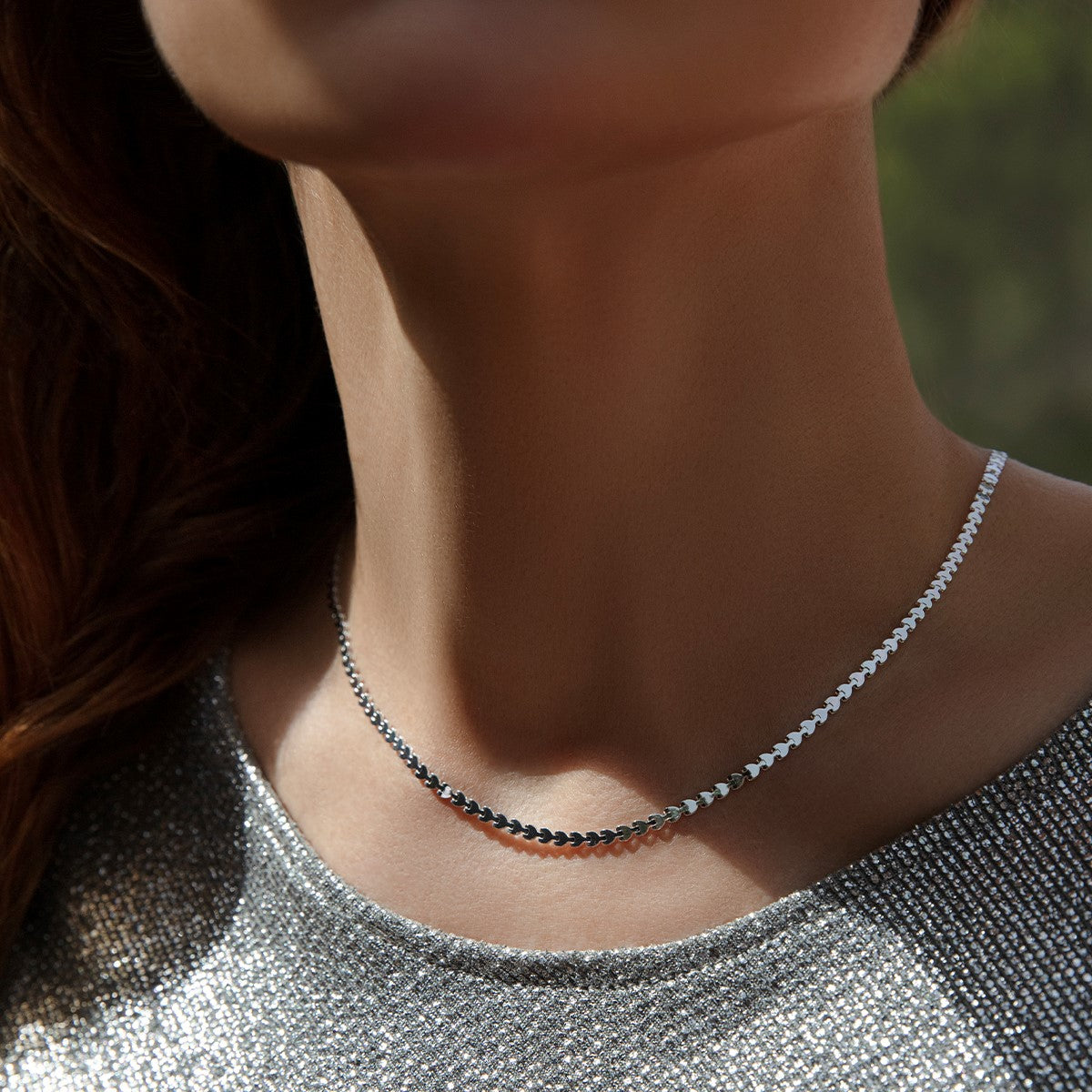 Halskette Hearts versilbert 40 cm - Detailansicht