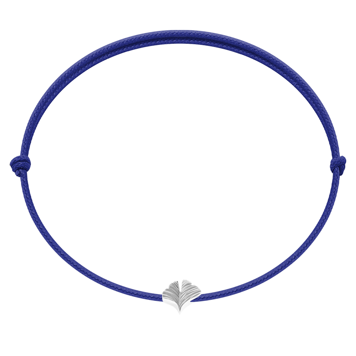 Schnurarmband kornblumenblau mit Etincelle Ginkgo 925 Sterlingsilber