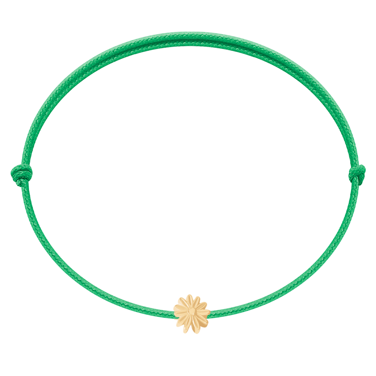 Schnurarmband grasgrün mit Etincelle Blüte vergoldet