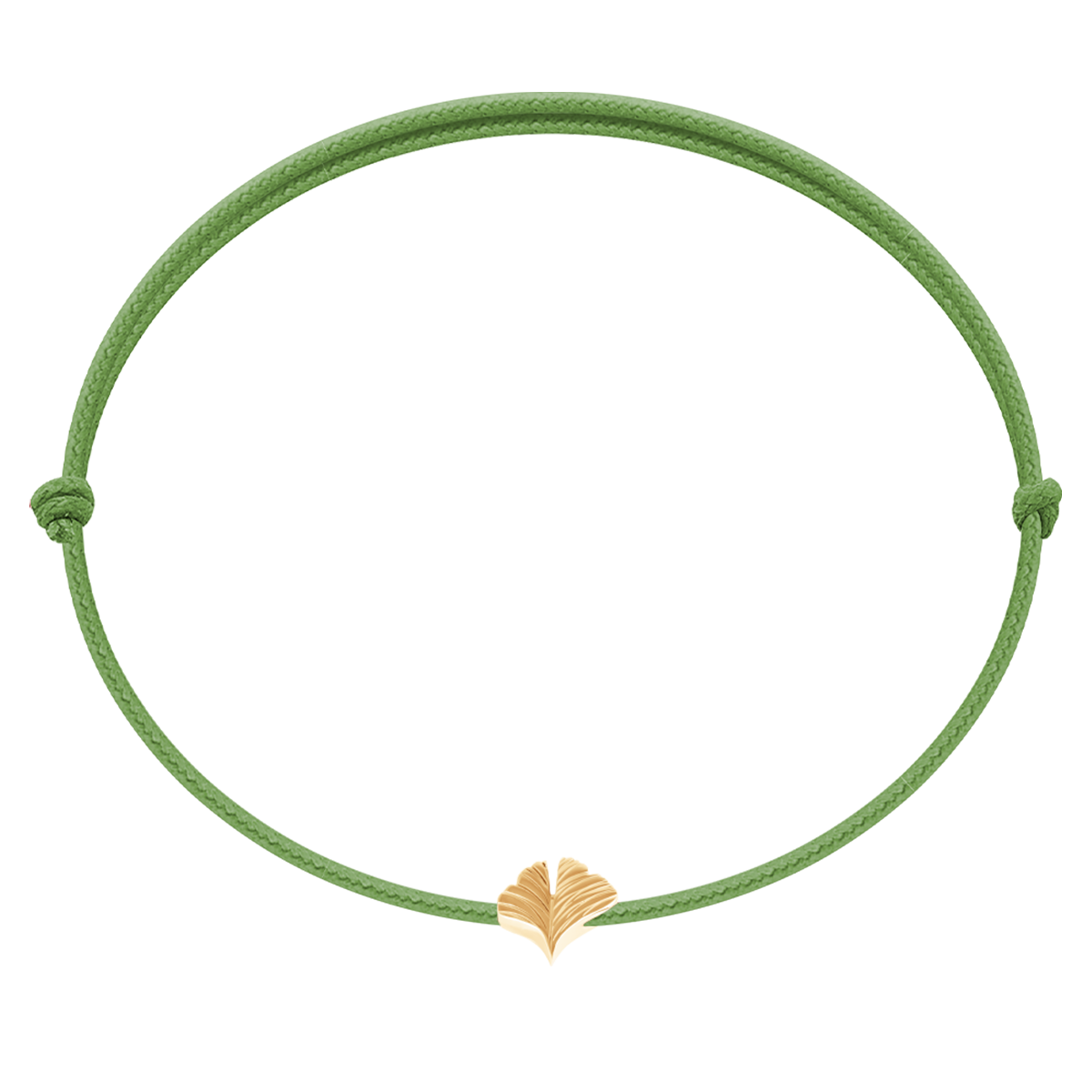 Schnurarmband apfelgrün mit Etincelle Ginkgo vergoldet