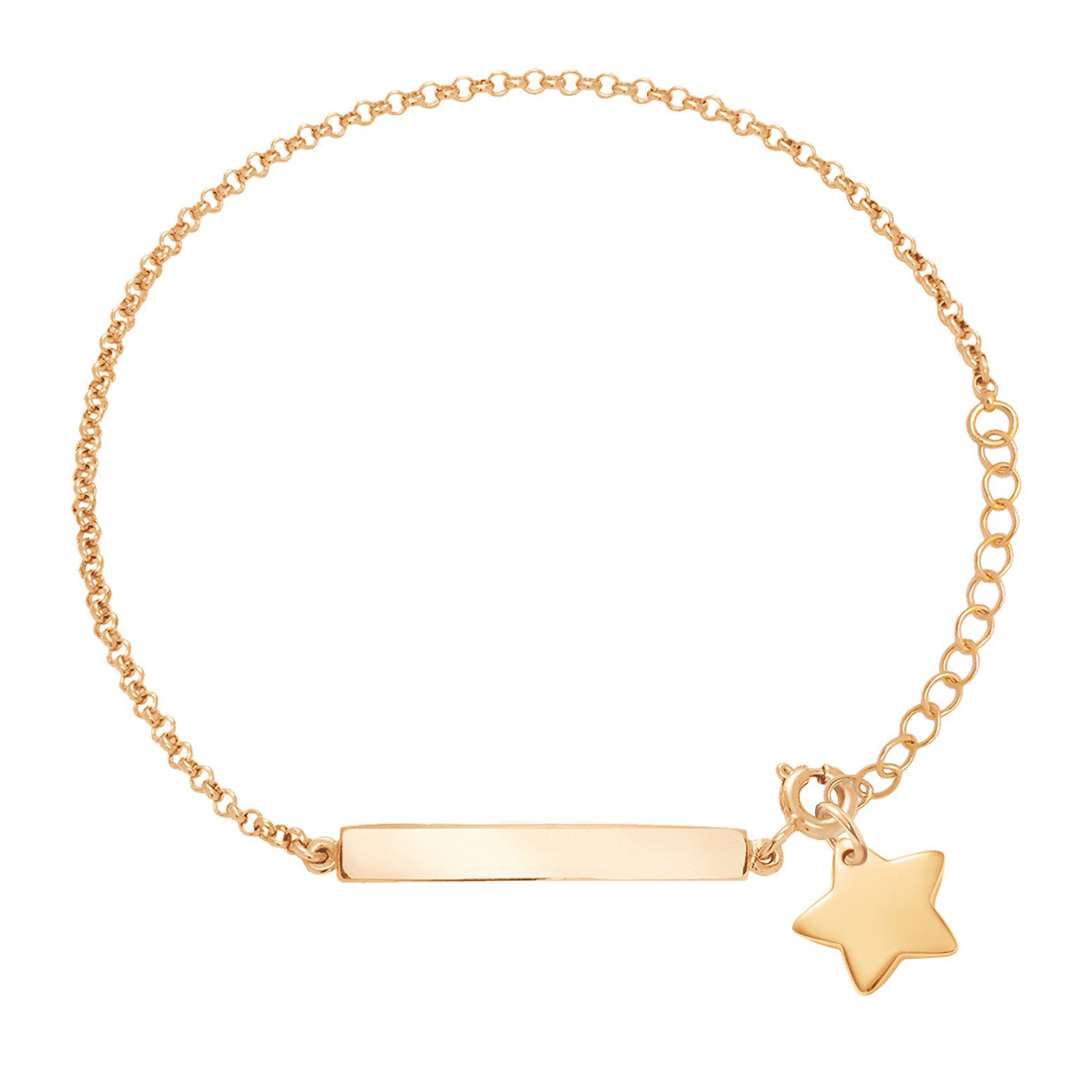 Armband mit gravierbarer Platte und Stern 1 cm vergoldet - Vorderansicht