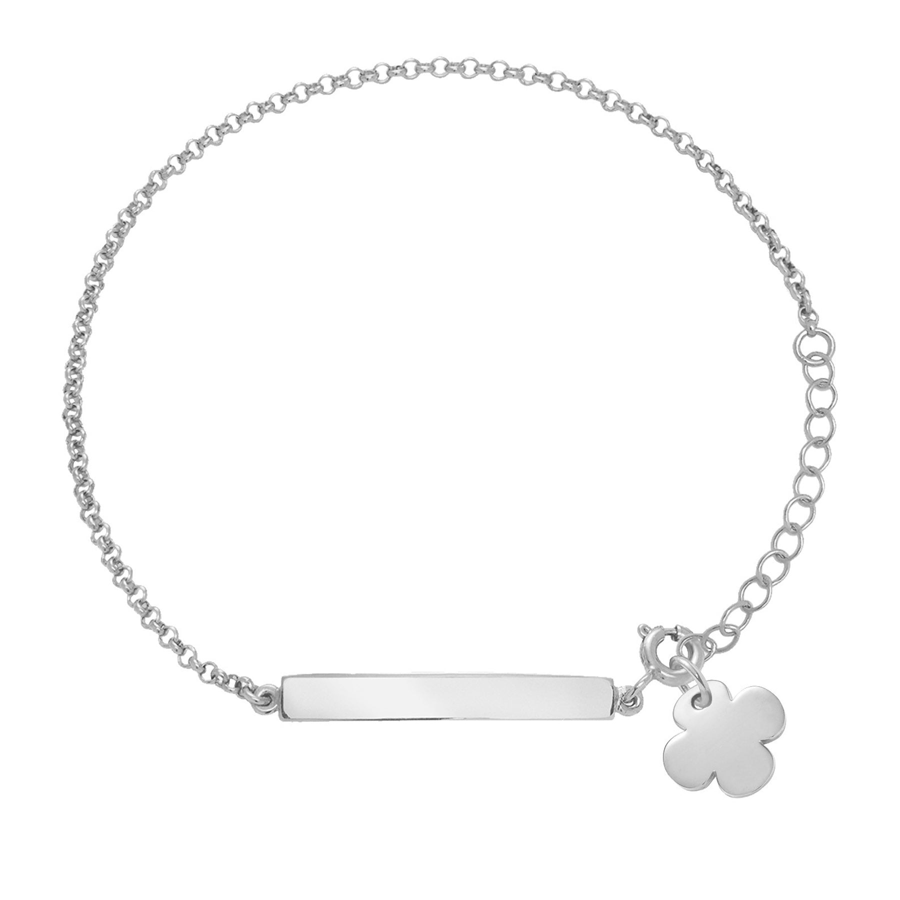 Armband mit einem Backblech und einem silbernen runden Klee - Vorderansicht