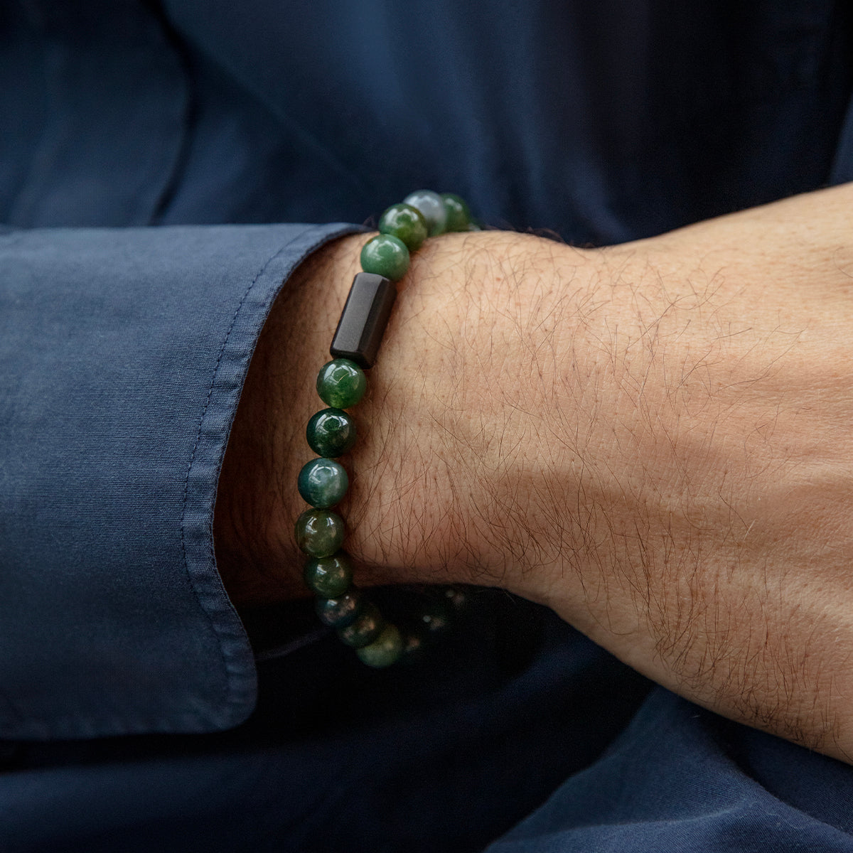 Herrenarmband aus Achat Steinen 0,8 cm - Detailansicht