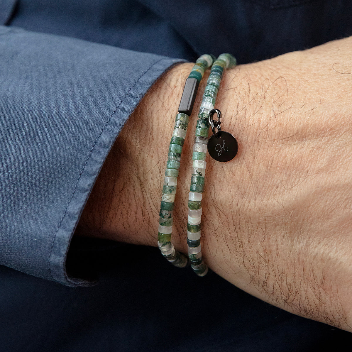 Herrenarmband aus Achat Steinen 0,4 cm - Detailansicht