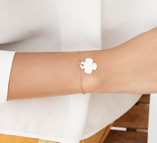 Armband Klassisch mit 2 cm rundem Kleeblatt vergoldet - Detailansicht