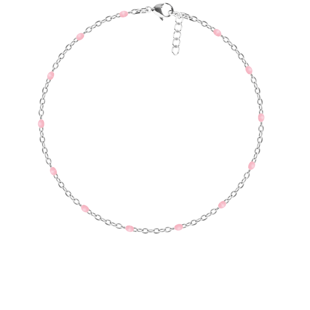 Armband mit rosafarbener Emaille, versilbert - Vorderansicht