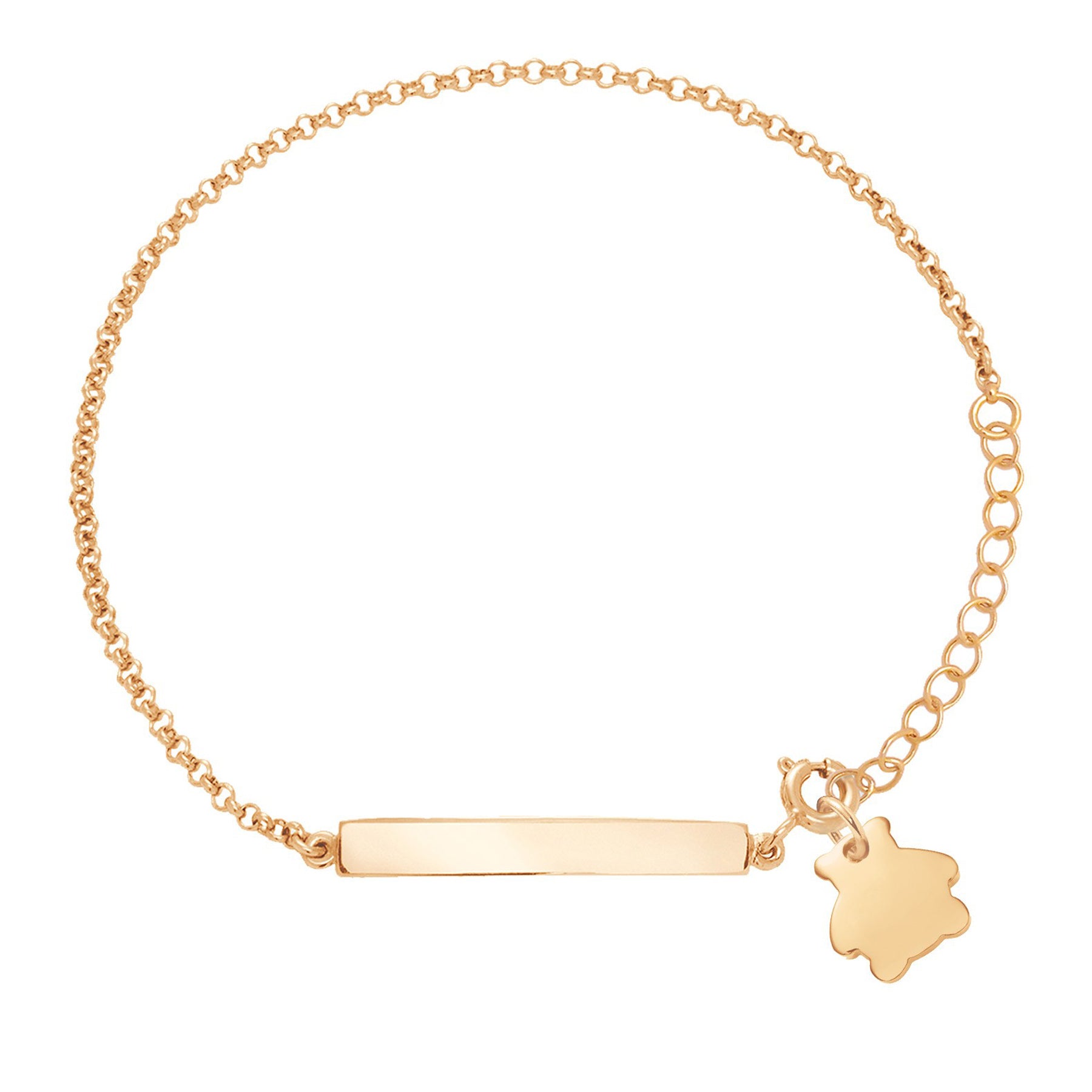 Armband mit gravierbarer Platte und Bärchen 1 cm vergoldet