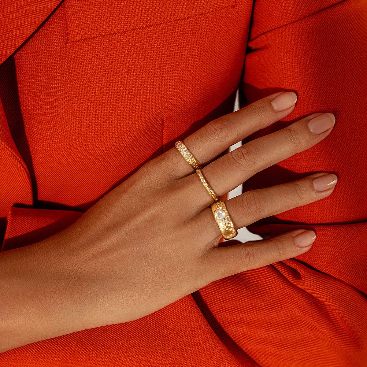 Ring Sparkling breit vergoldet - Detailansicht