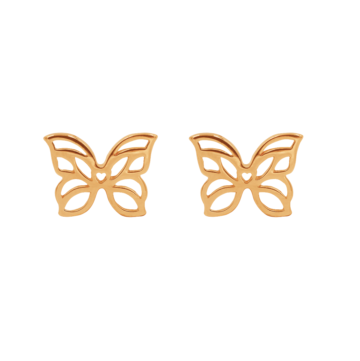 Ohrstecker Schmetterling offen gearbeitete vergoldet - Vorderansicht