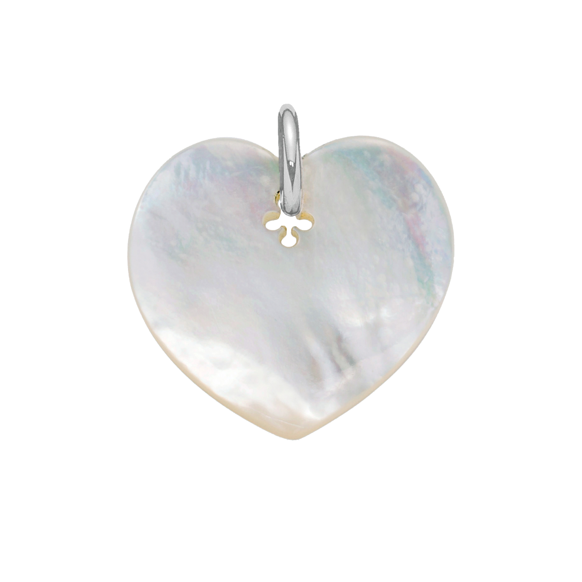 Herz aus Perlmutt 2 cm silber - Vorderansicht