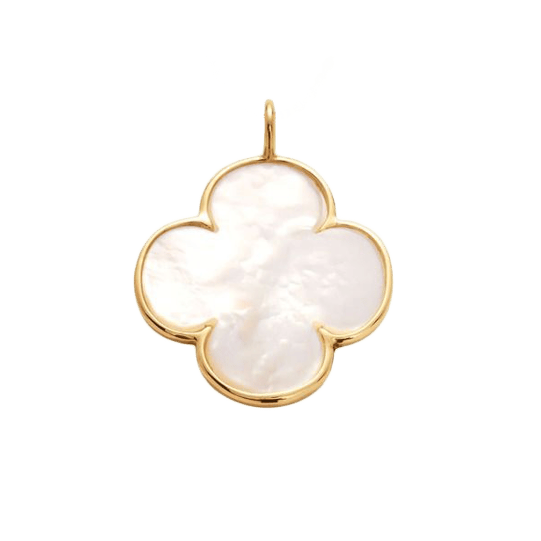 Anhänger Perlmutt Kleeblatt 1,5 cm in 585er Gelbgold Fassung - Vorderansicht