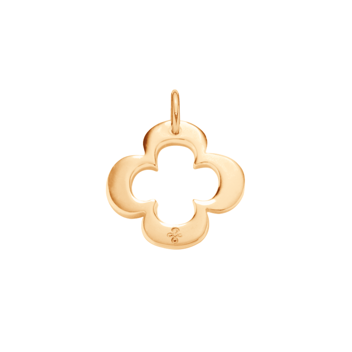 Rundes Kleeblatt durchbrochen 1 cm aus 585er Gelbgold - Vorderansicht