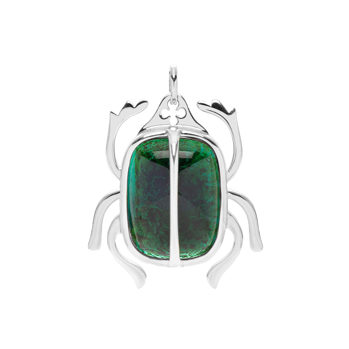 Skarabäus dunkelgrün silber - Vorderansicht