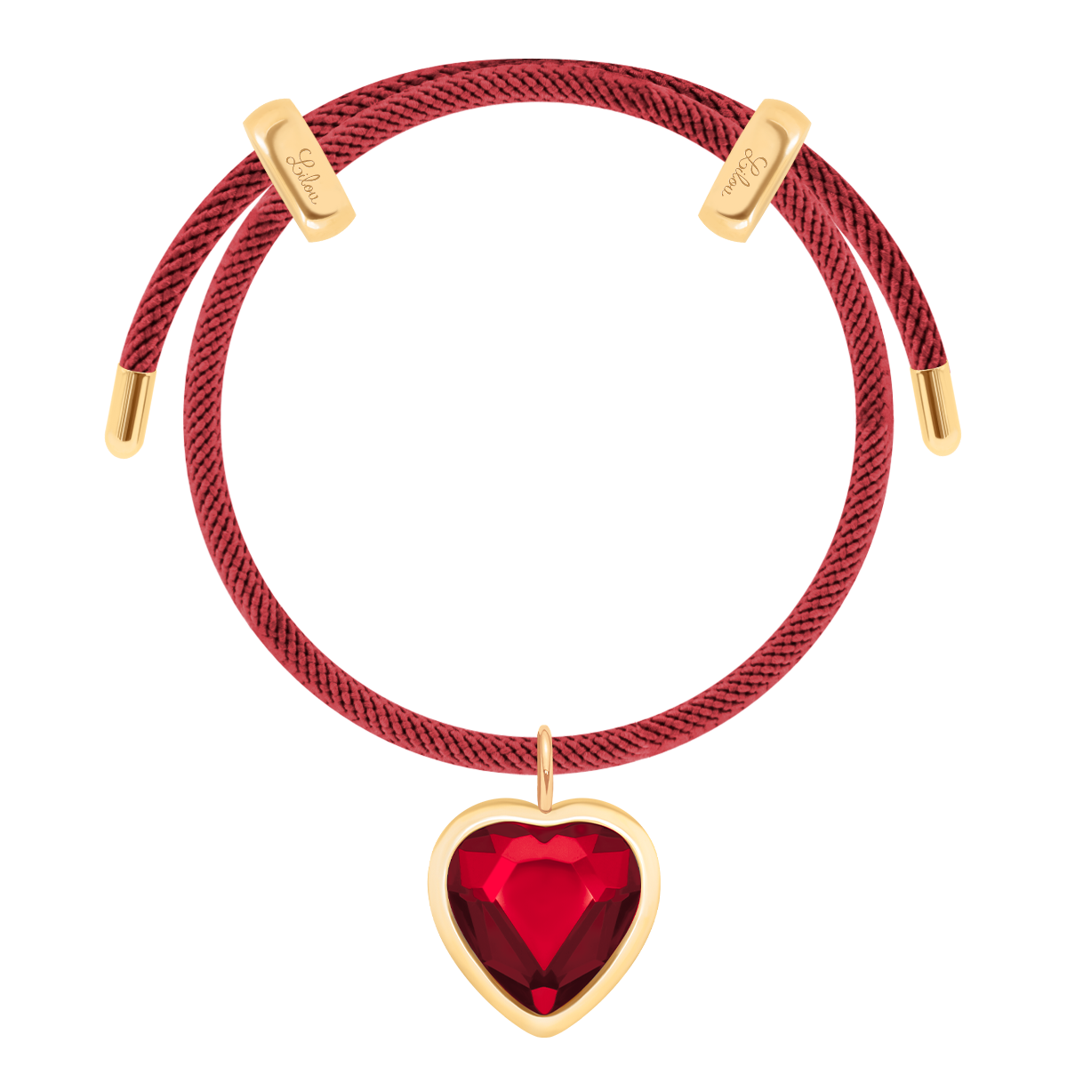 Armband Liana in dunkelroter Farbe mit roter Icons-Anhänger vergoldet - Vorderansicht