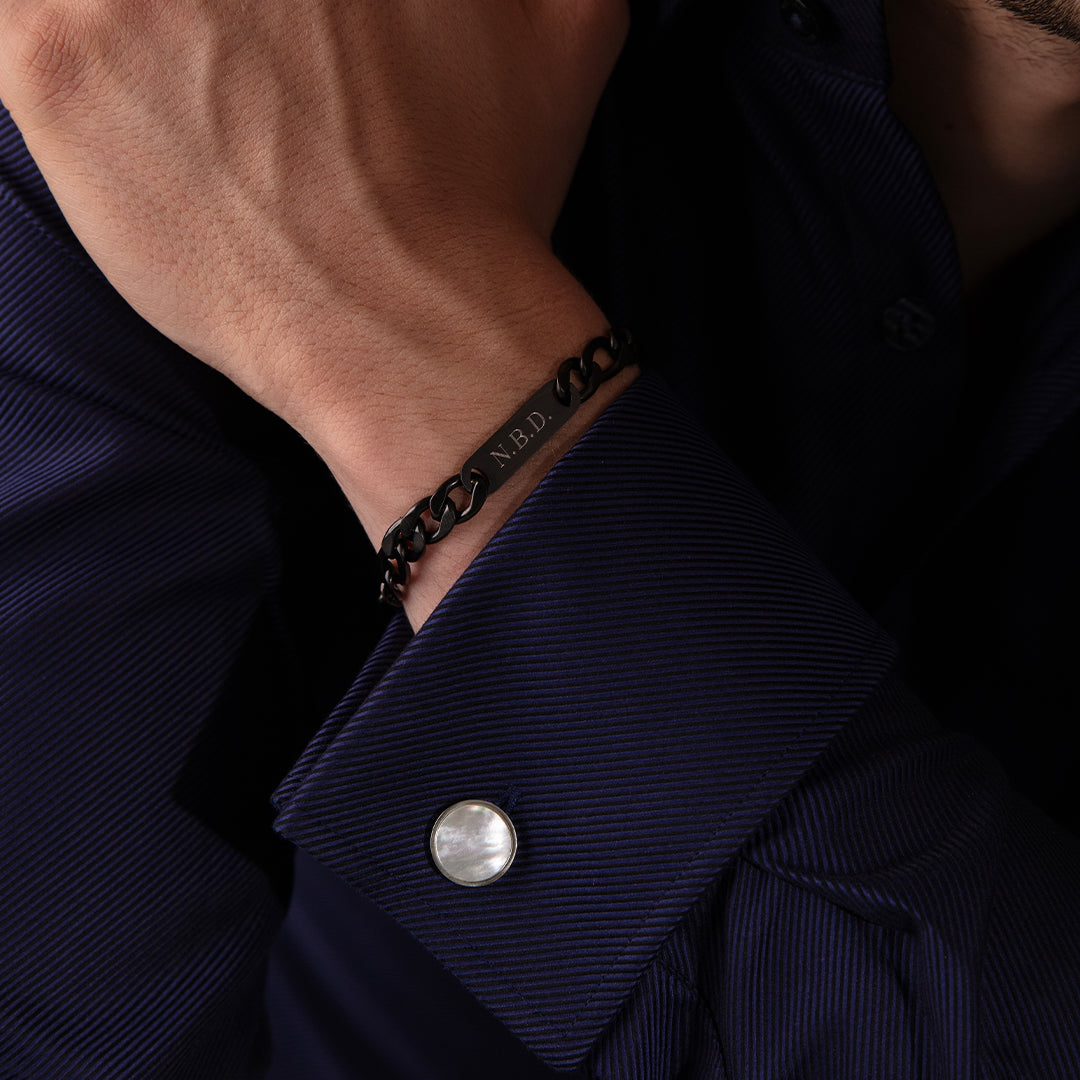 Runde Manschettenknöpfe mit hellem Perlmutt weiße Vergoldung - Detailansicht