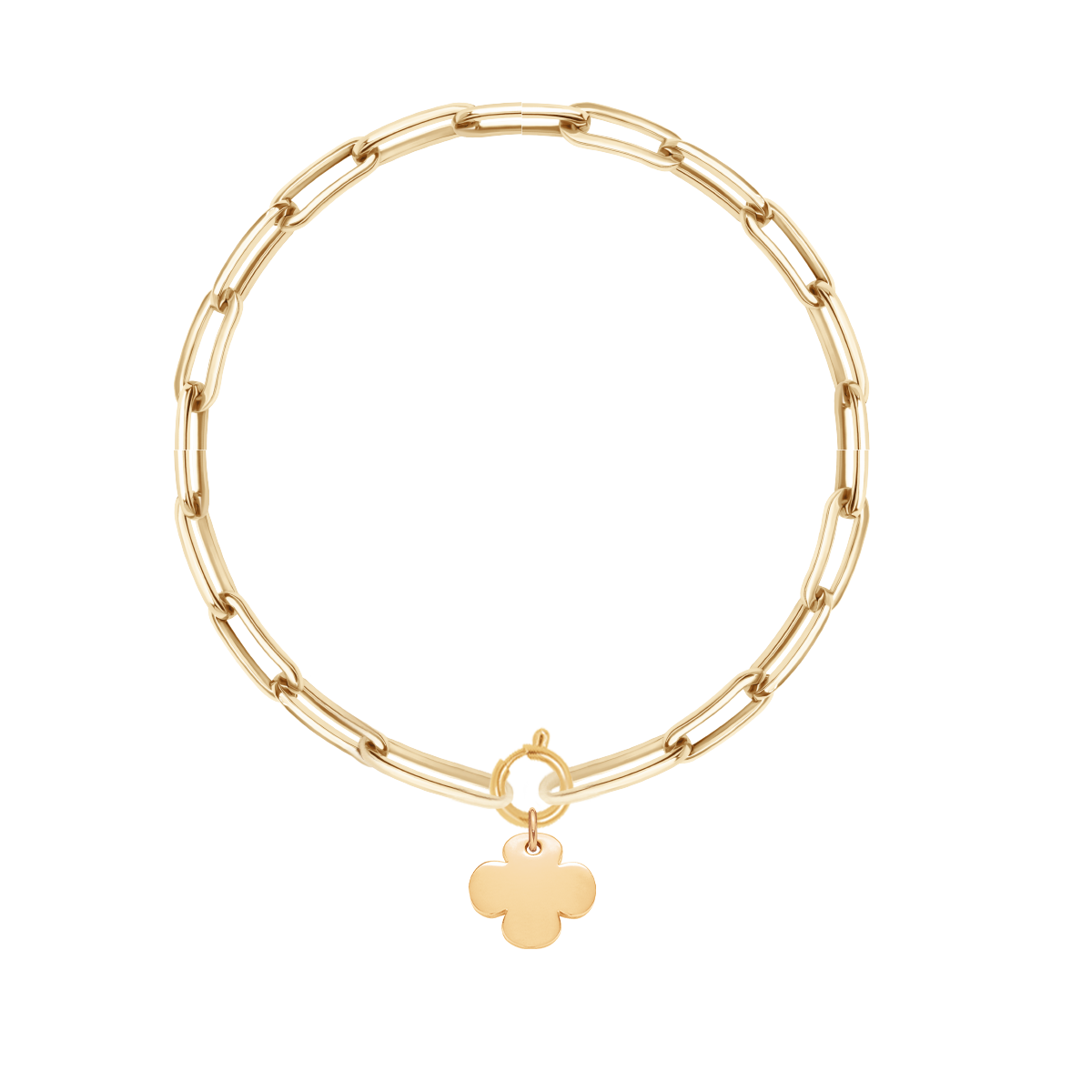 Armband No. 7 mit 1,5 cm Kleeblatt, vergoldet - Vorderansicht
