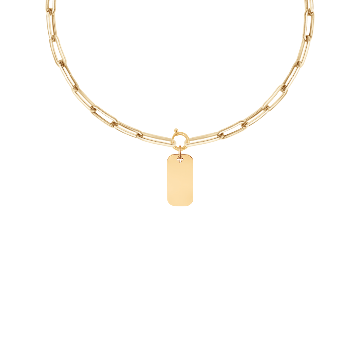 Halskette No. 7 50 cm mit 2,4 cm Dog Tag, vergoldet - Vorderansicht