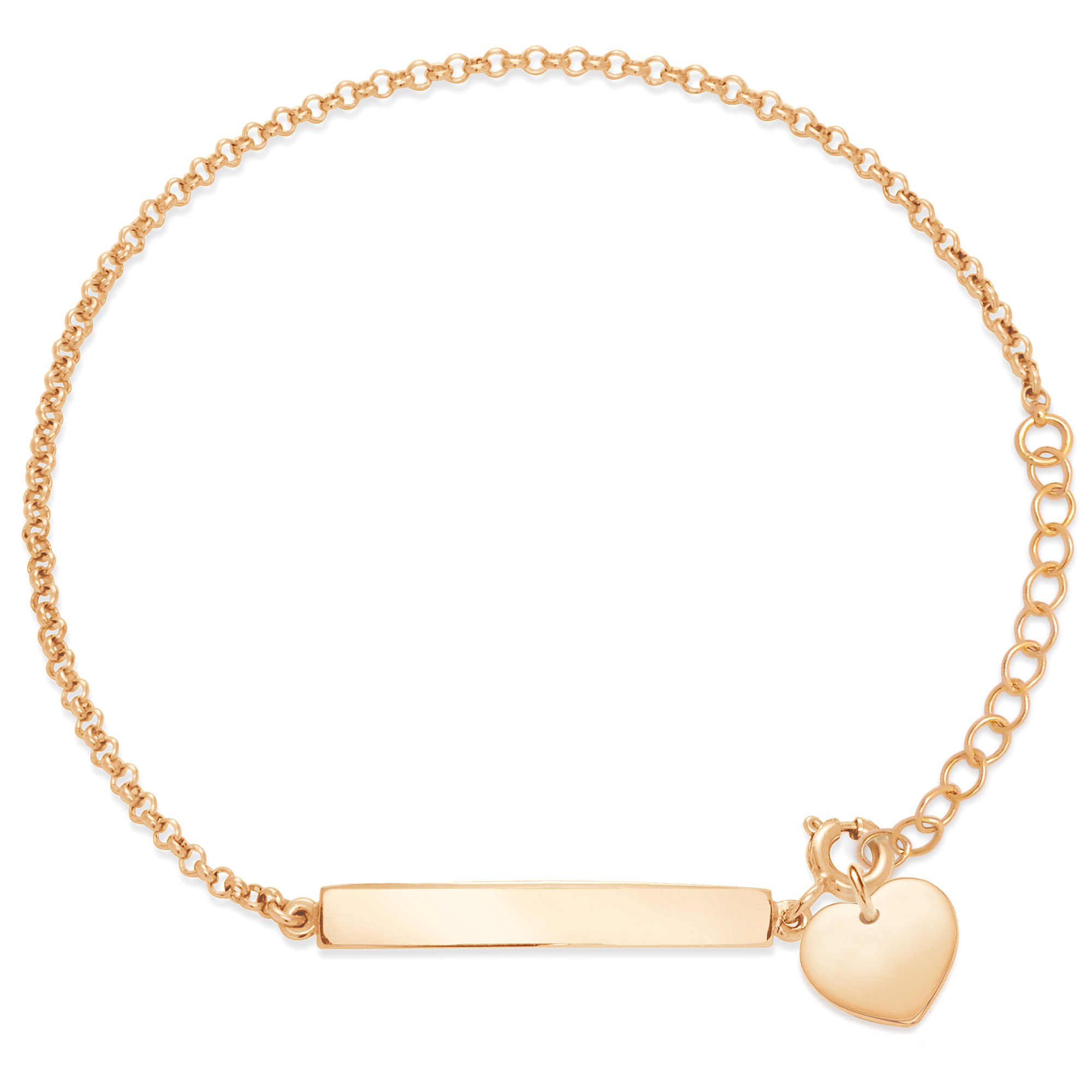 Armband mit gravierbarer Platte und Herz 1 cm vergoldet - Trägeransicht