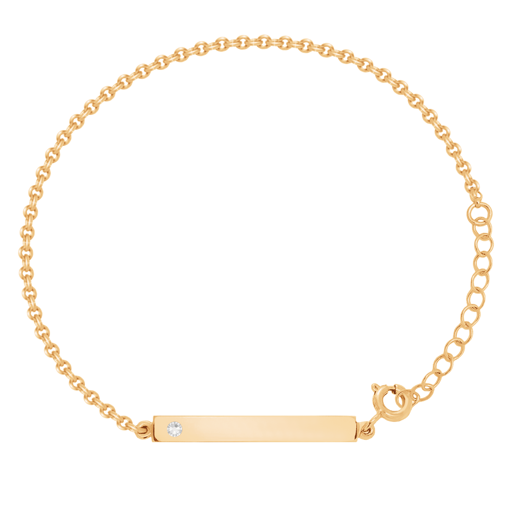 Armband mit Platte und Diamant aus 585er Gelbgold - Vorderansicht