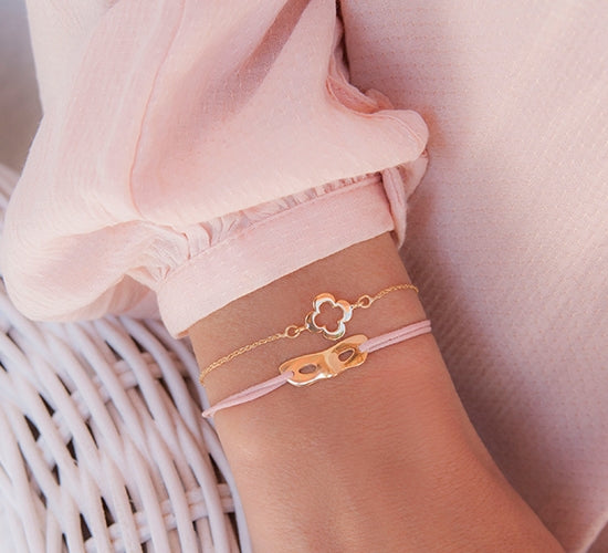 Armband rundes Kleeblatt durchbrochen 16cm vergoldet - Detailansicht