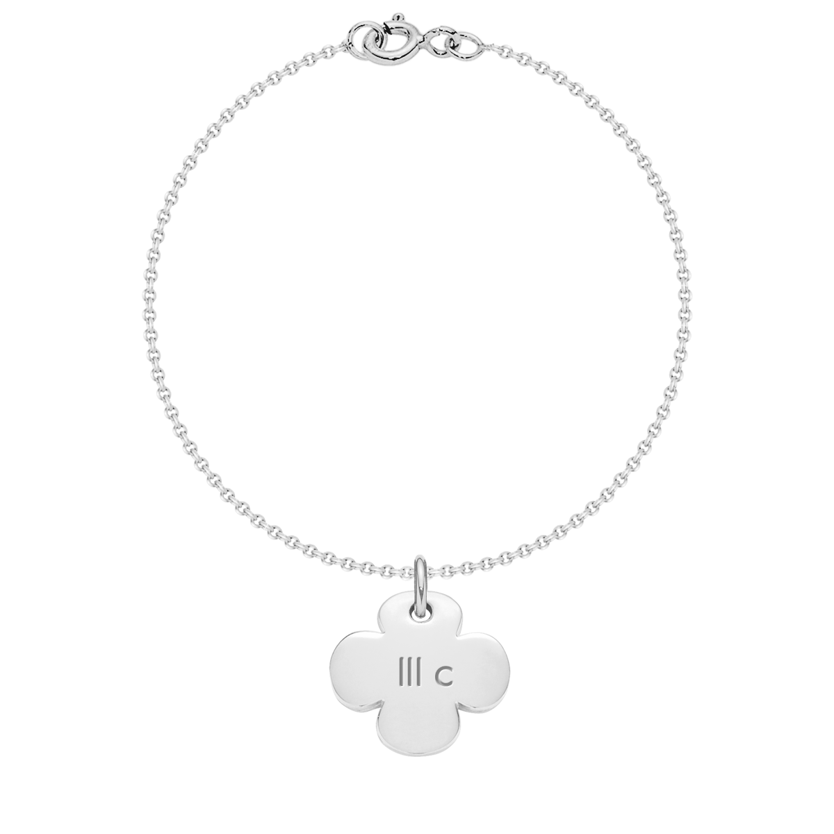 Armband Klassisch mit 1,5 cm rundem Kleeblatt silber - Detailansicht