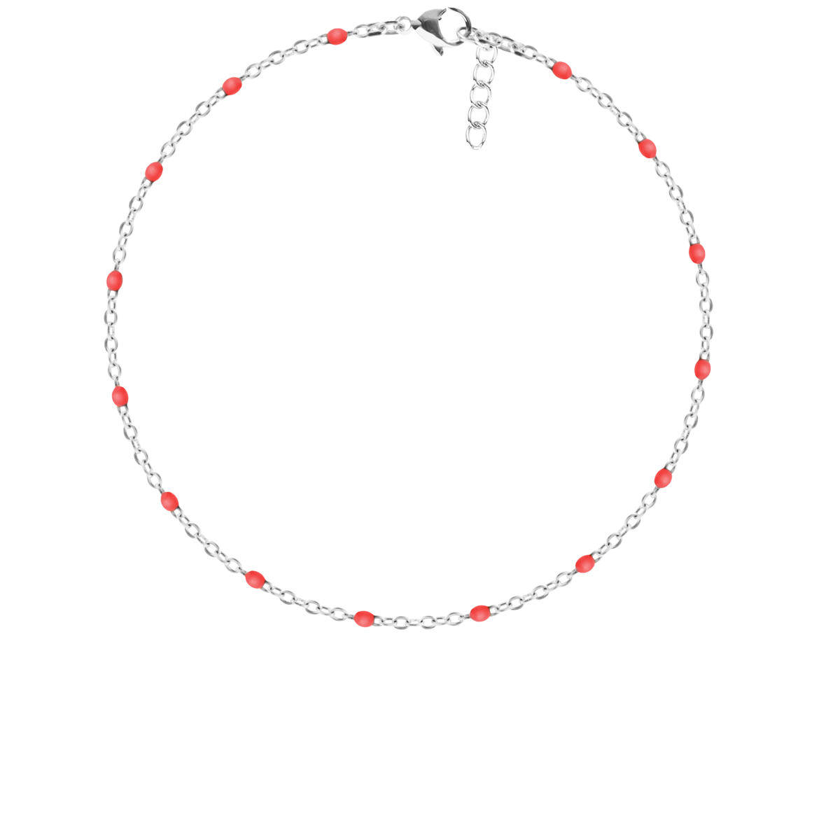 Armband mit rotfarbener Emaille, versilbert - Vorderansicht