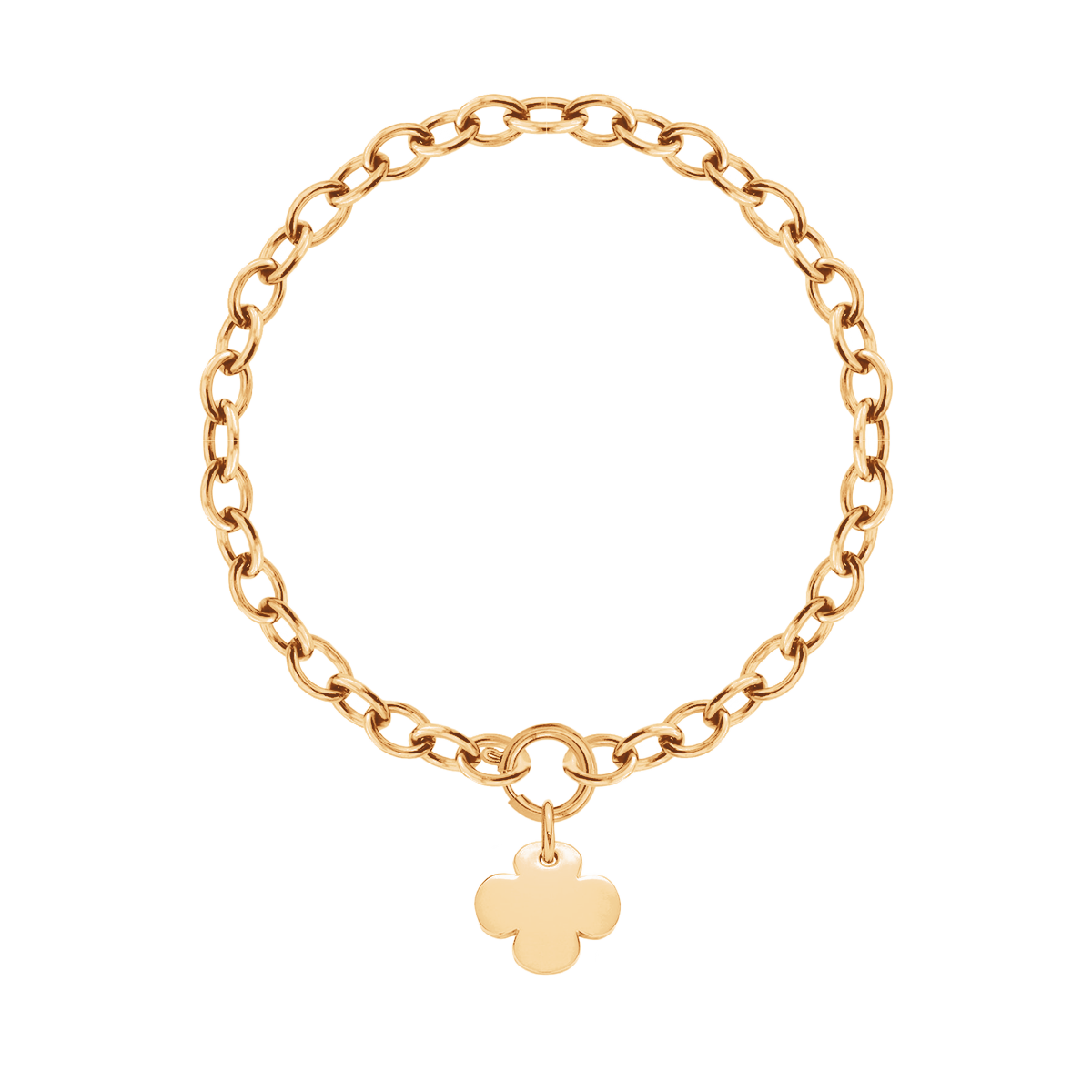 Armband No.1 mit 1,5 cm rundem Kleeblatt vergoldet - Vorderansicht