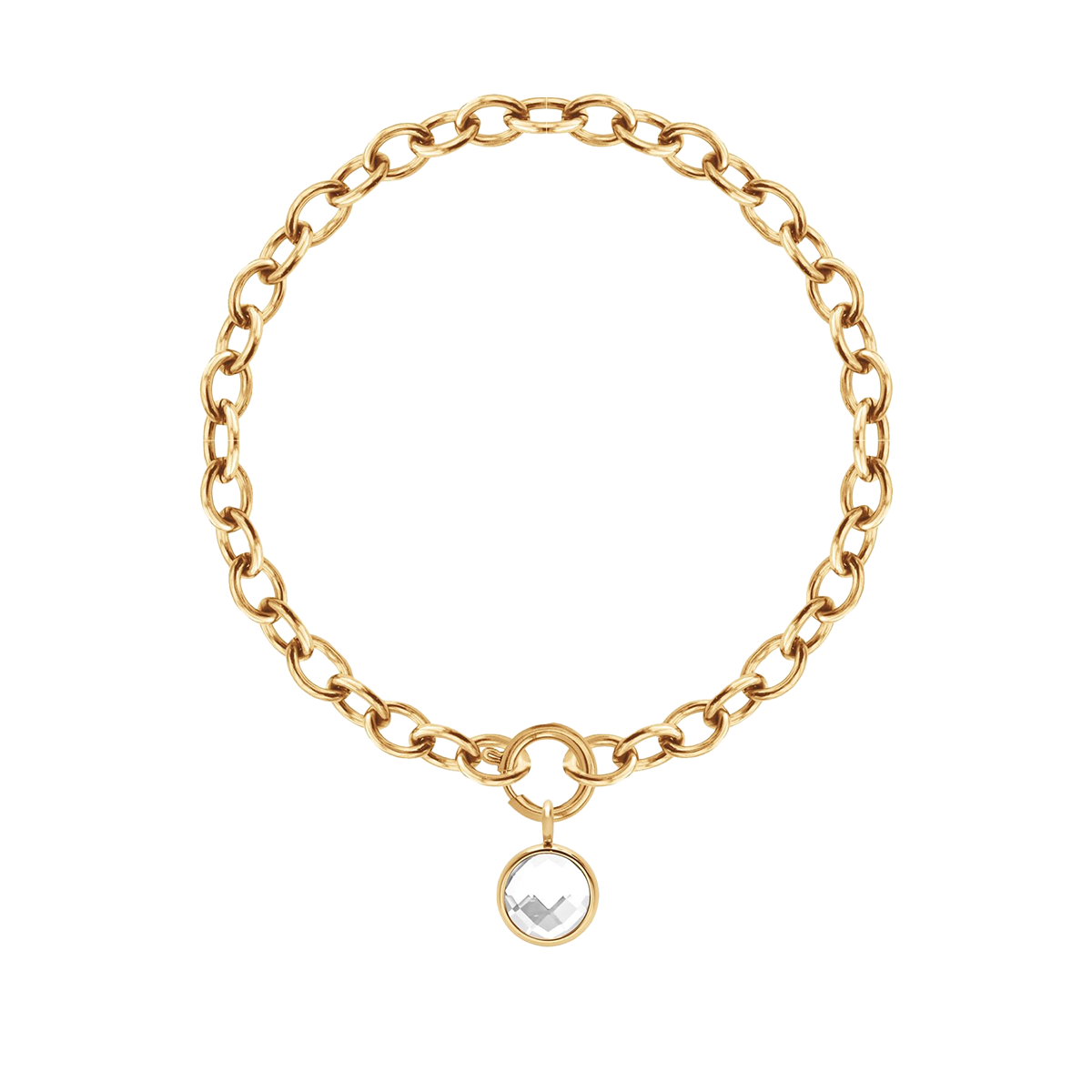 Armband No.1 mit weißem Quarz vergoldet - Vorderansicht