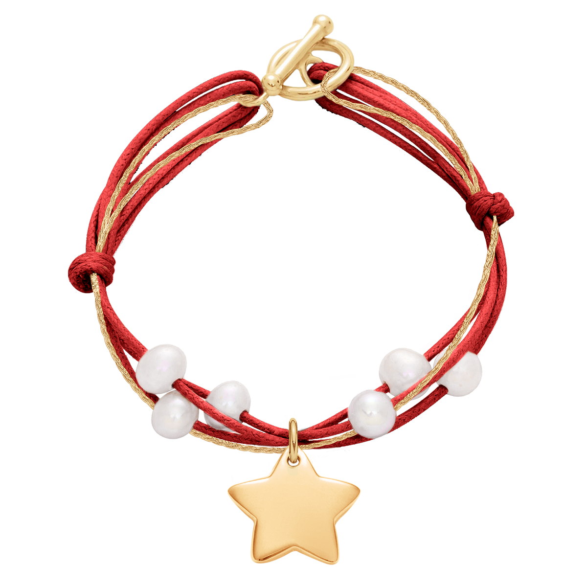 Armband mit Verschluss und vergoldeten Stern mit weißen Perlen - Detailansicht