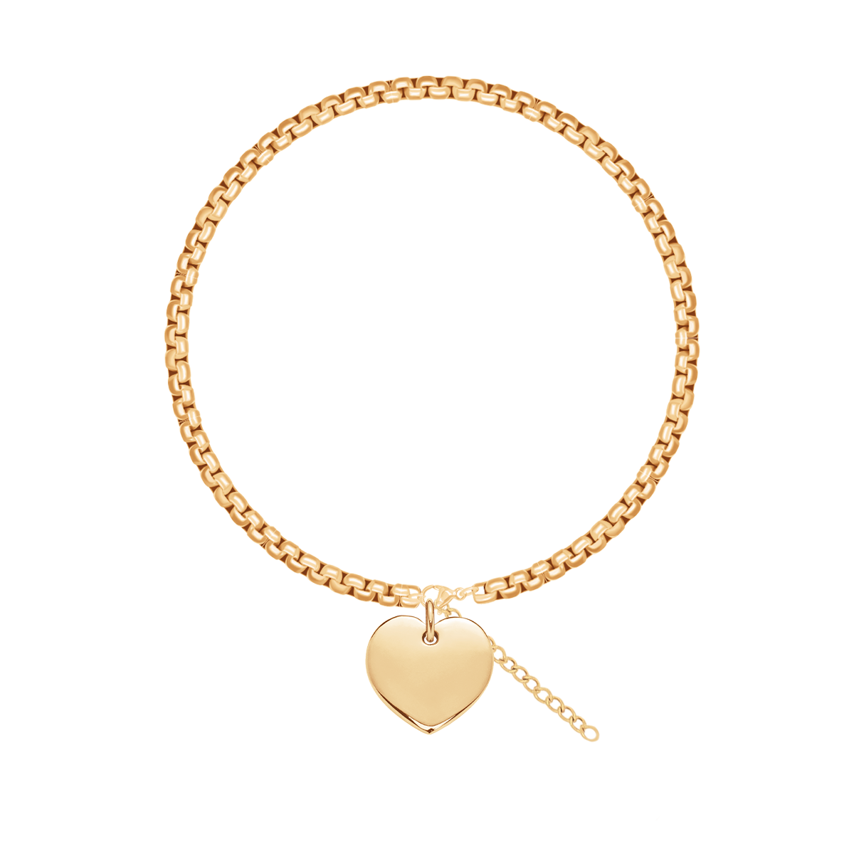 Armband Cube mit 1,5 cm Herz vergoldet - Vorderansicht