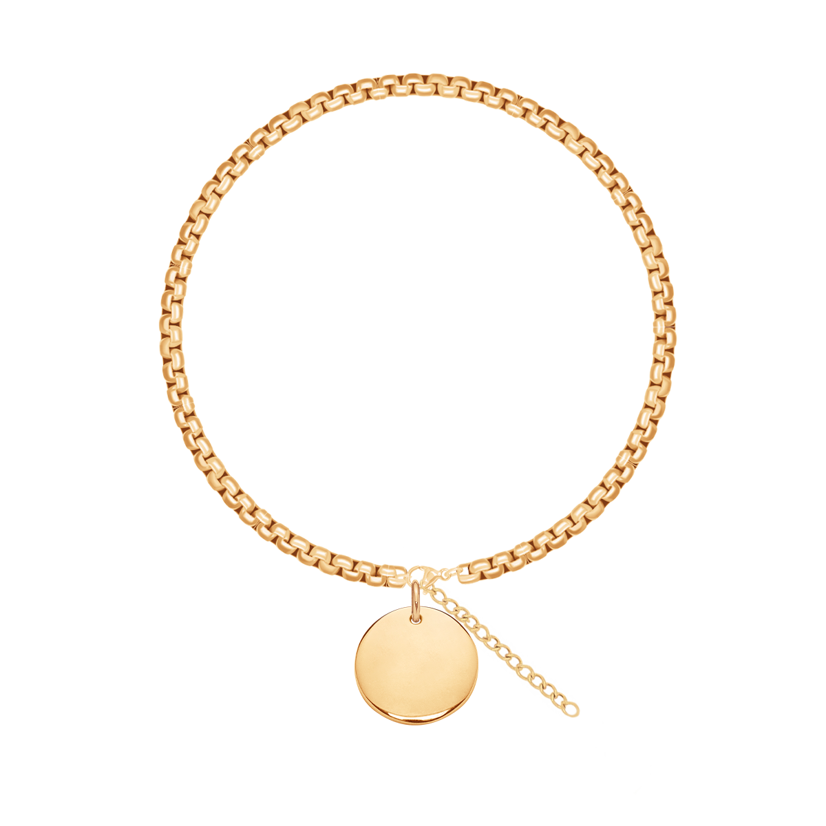 Armband Cube mit Medaillon 1 cm, vergoldet - Vorderansicht