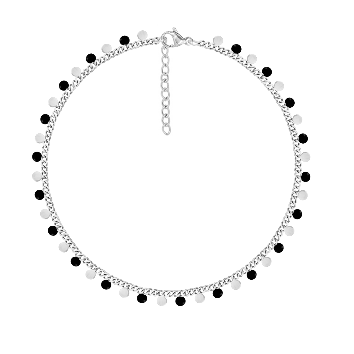 Armband Sophie mit schwarzer Emaille, versilbert - Vorderansicht