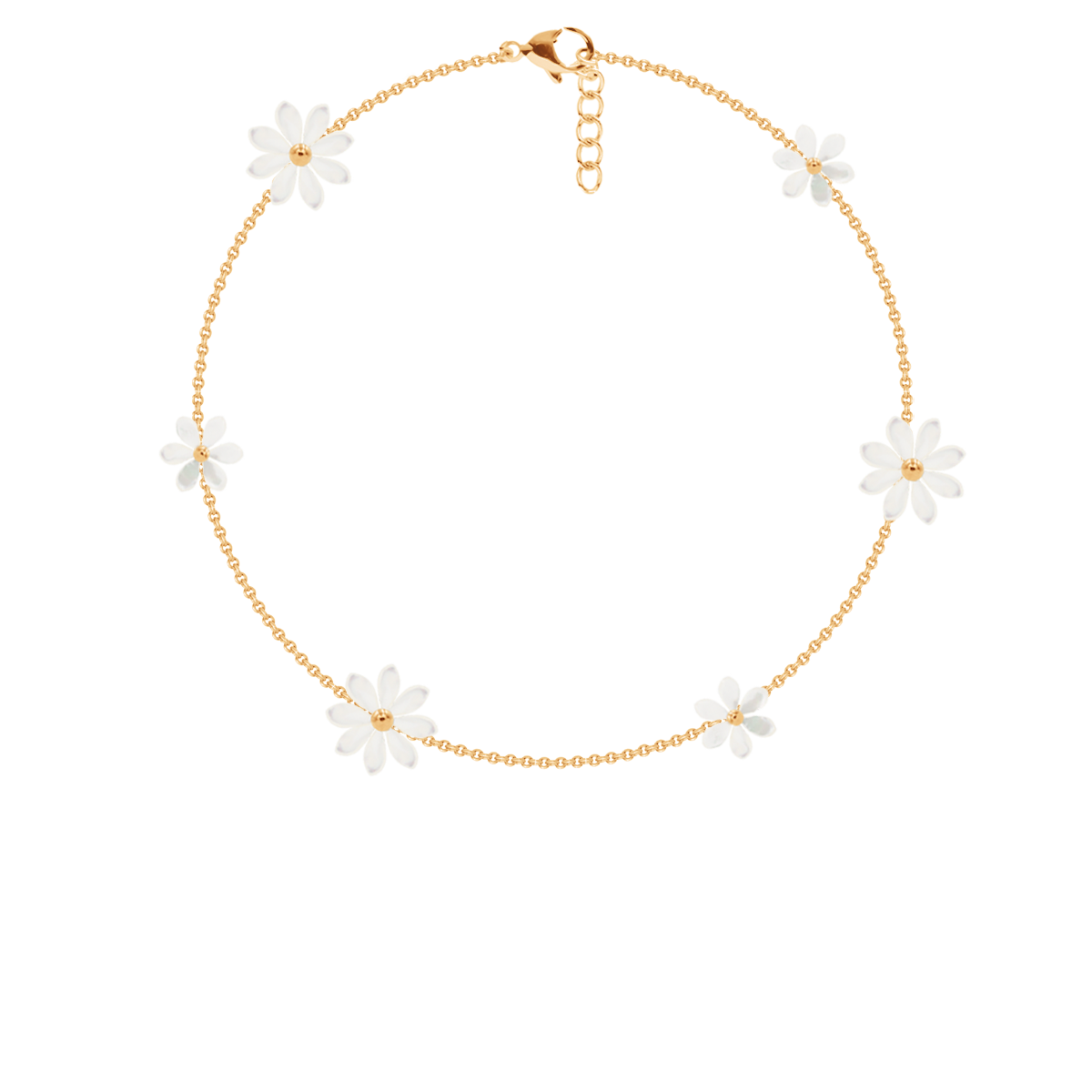 Flowers Armband mit Perlmutt Vergissmeinnicht, vergoldet - Vorderansicht