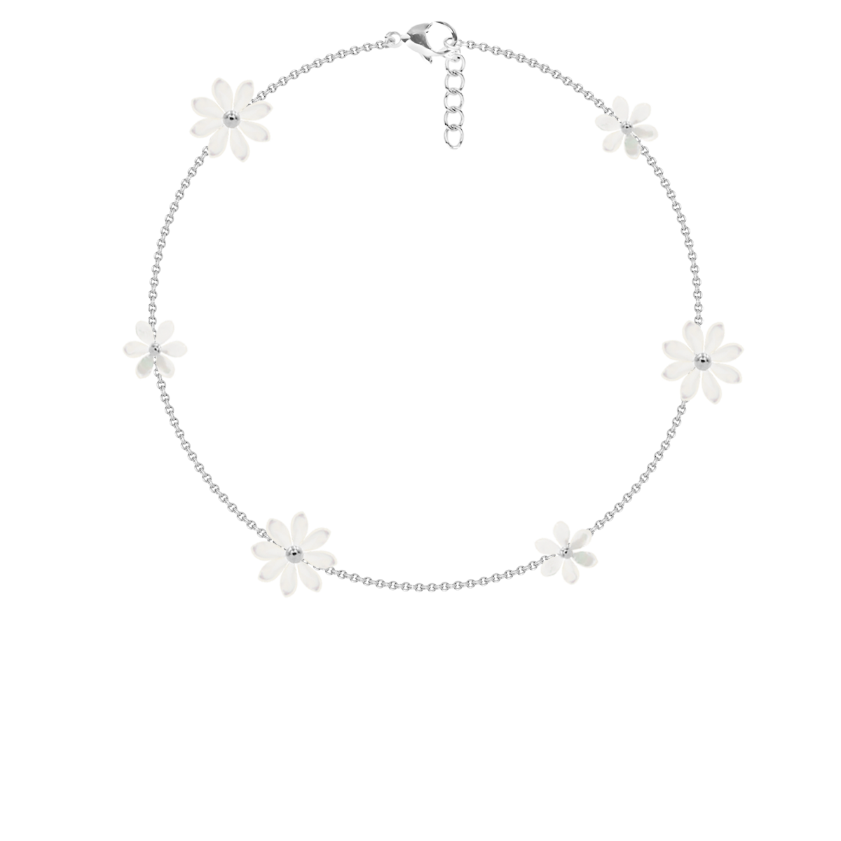 Flowers Armband mit Perlmutt Vergissmeinnicht, versilbert - Vorderansicht