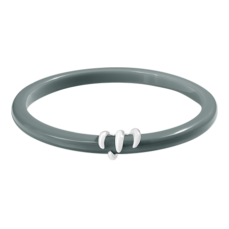 Armreif Forza aus anthrazitfarbenem Harz, versilbert - Vorderansicht