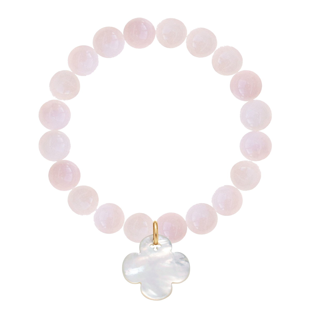 Kometenarmband aus Natursteinen mit einem runden Klee aus Perlenmasse - Detailansicht