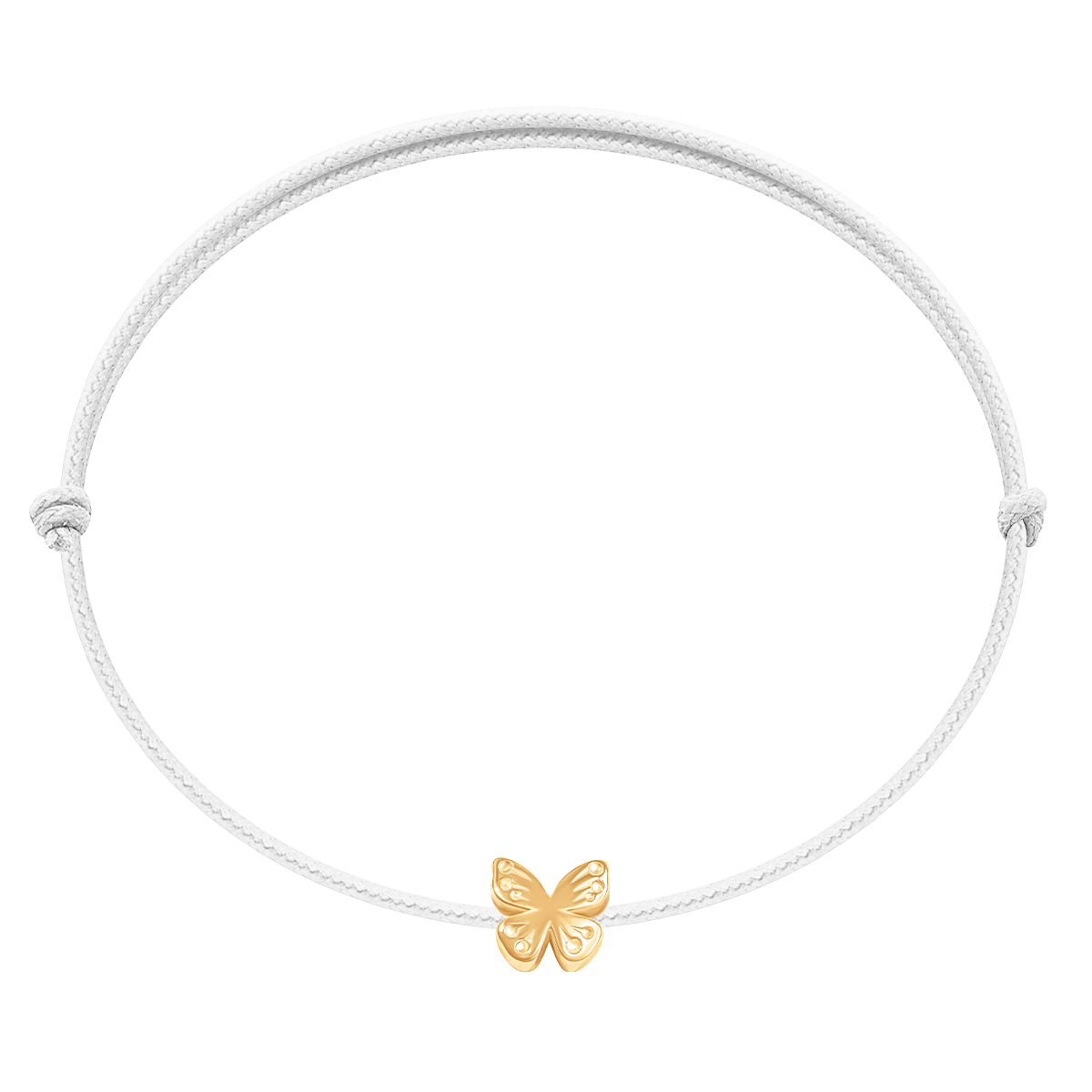 Schnurarmband weiß mit Etincelle Schmetterling aus 585er Gelbgold - Vorderansicht