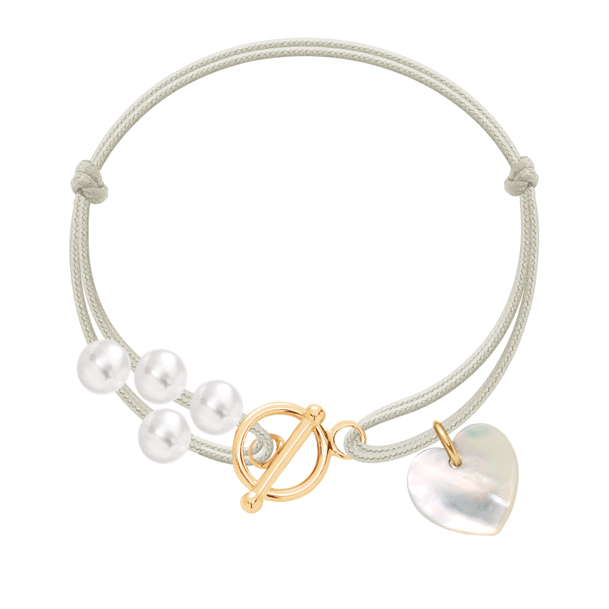 Armband Anne mit 1,5 cm Herz aus Perlmutt vergoldet