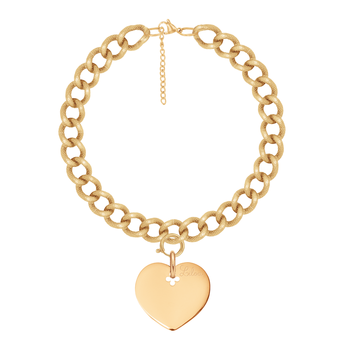 Armband No.4 mit rotfarbenem 2 cm Herz vergoldet - Trägeransicht