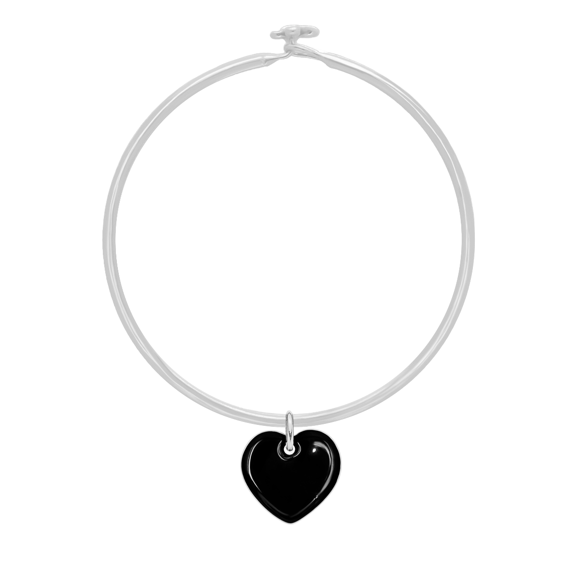Armreif Penelope mit schwarzfarbenem 1,5 cm Herz silber