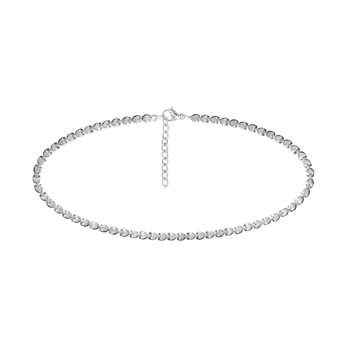 Fußkettchen Hearts versilbert 23 cm - Vorderansicht
