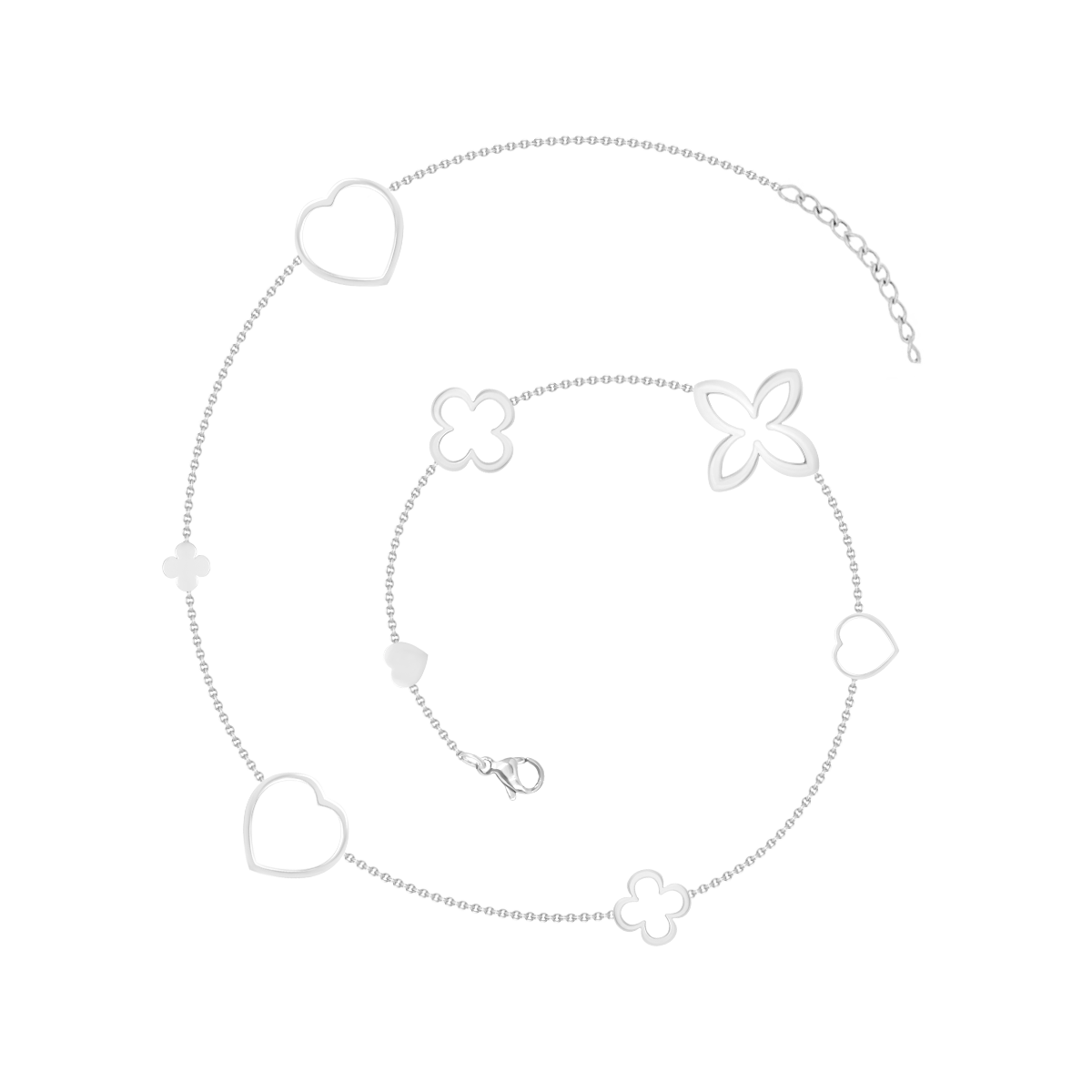 Armband Icons, versilbert - Vorderansicht