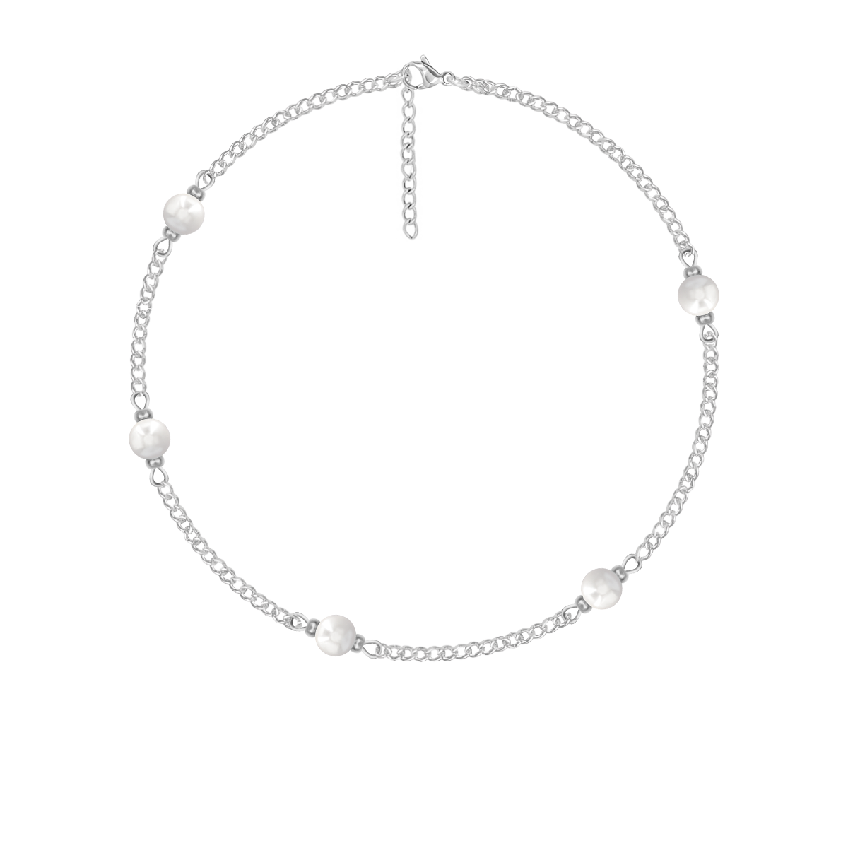 Armband mit Perlen, versilbert - Vorderansicht