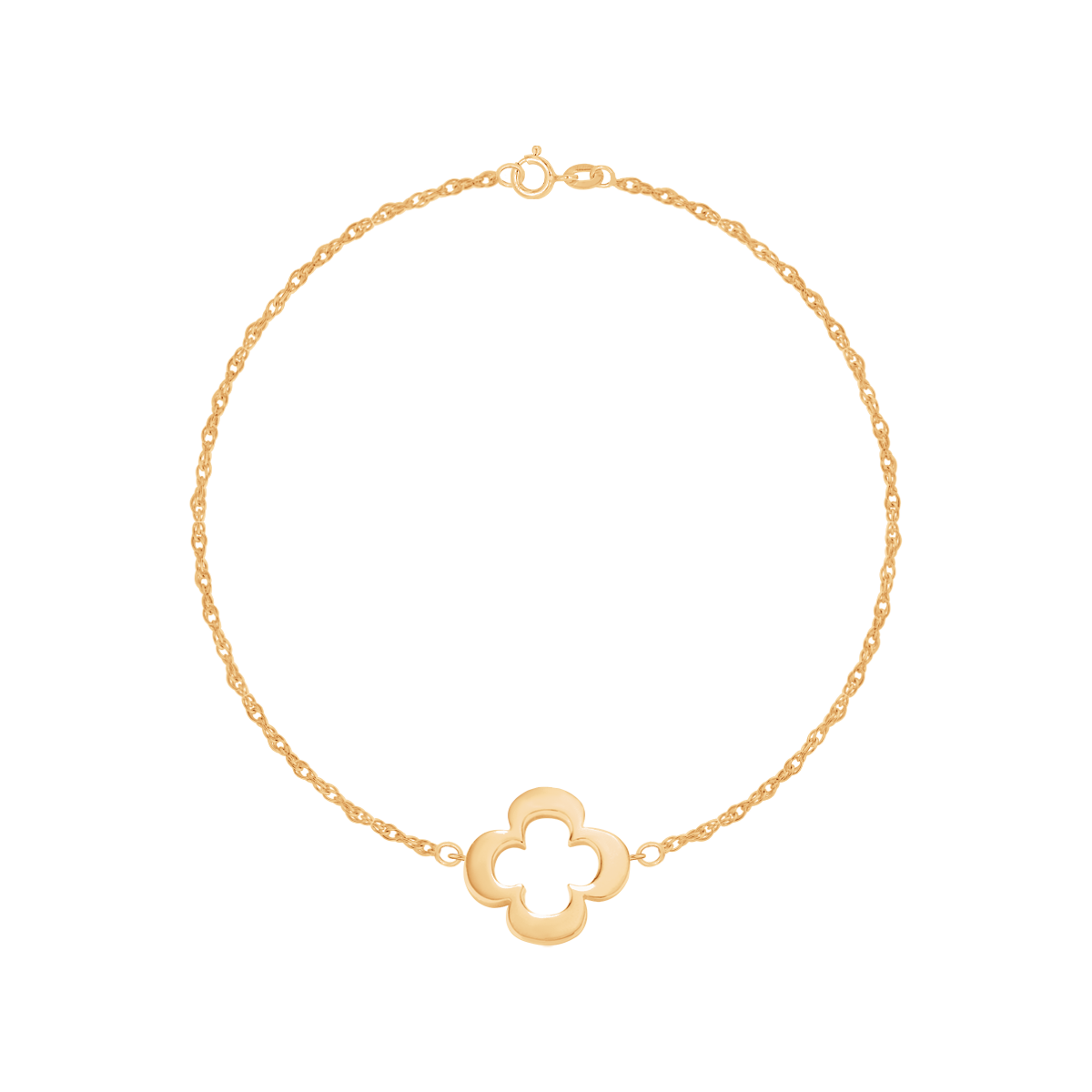 Armband rundes Kleeblatt durchbrochen 16cm vergoldet - Vorderansicht