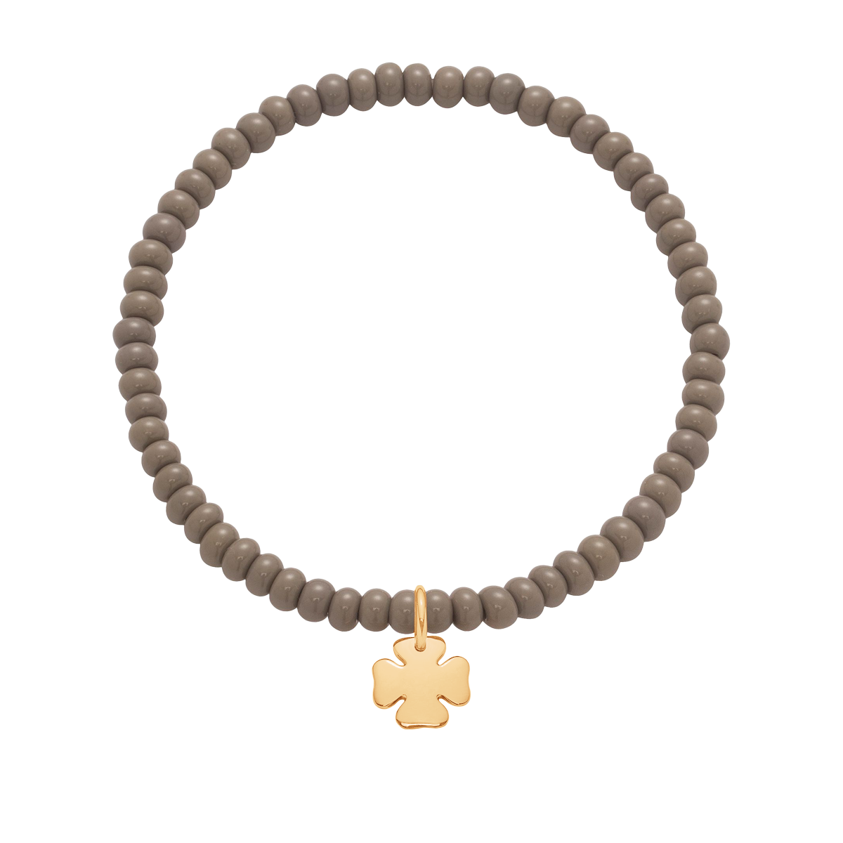 Armband mit goldplattiertem Klee auf kristallgrauen Perlen - Vorderansicht