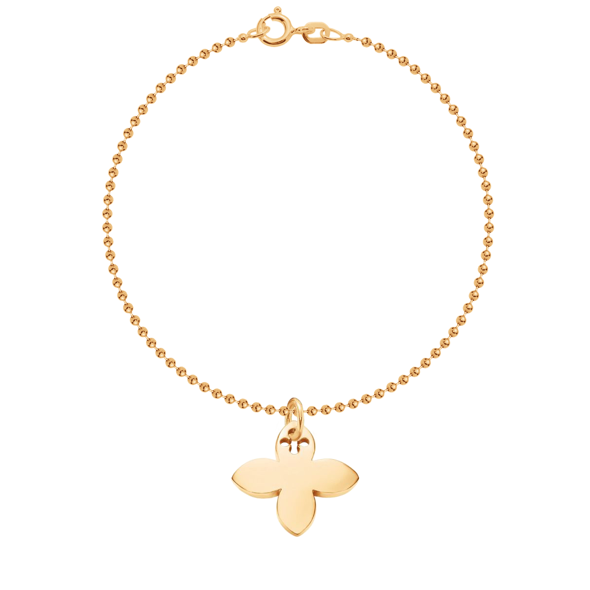 Armband Kügelchen mit Lilie vergoldet - Vorderansicht