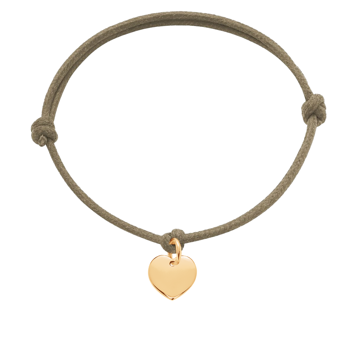 Armband mit vergoldetem 1 cm Herz an dicker hell Cappuccino Schnur
