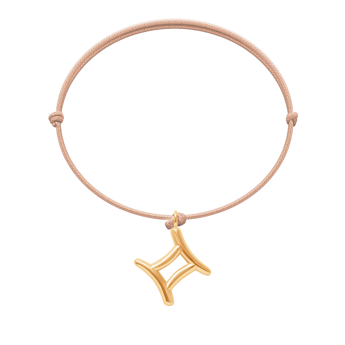 Armband mit vergoldetem Zwillingen-Anhänger an einer lachs Schnur